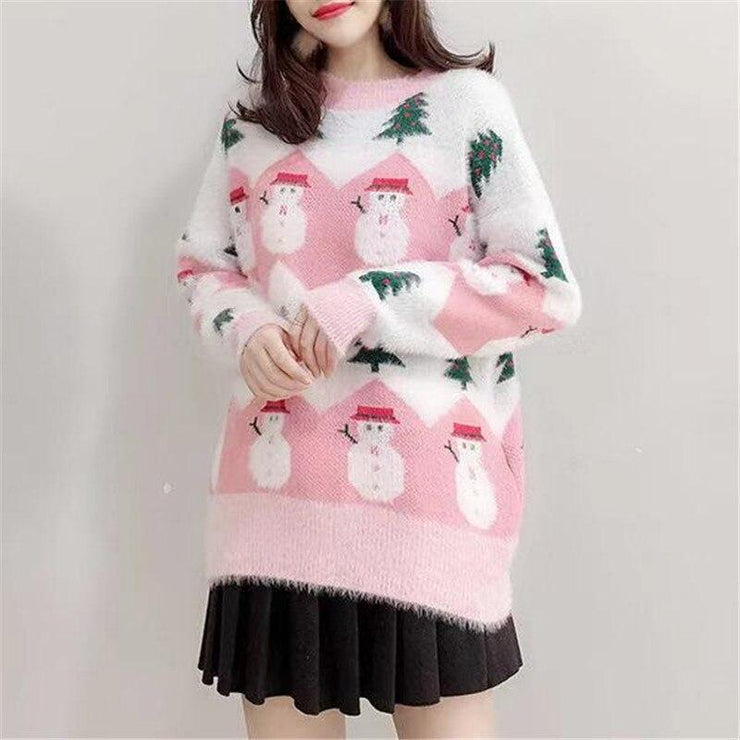 2020 New fashion Christmas Sweater Women Casual Pullover Oversized Knitted Sweater Winter Jumper Autumn Knitwear dropshipping