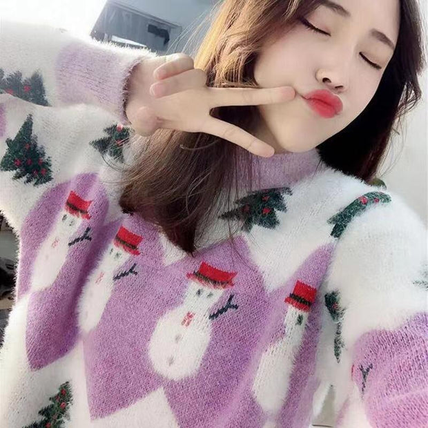 2020 New fashion Christmas Sweater Women Casual Pullover Oversized Knitted Sweater Winter Jumper Autumn Knitwear dropshipping