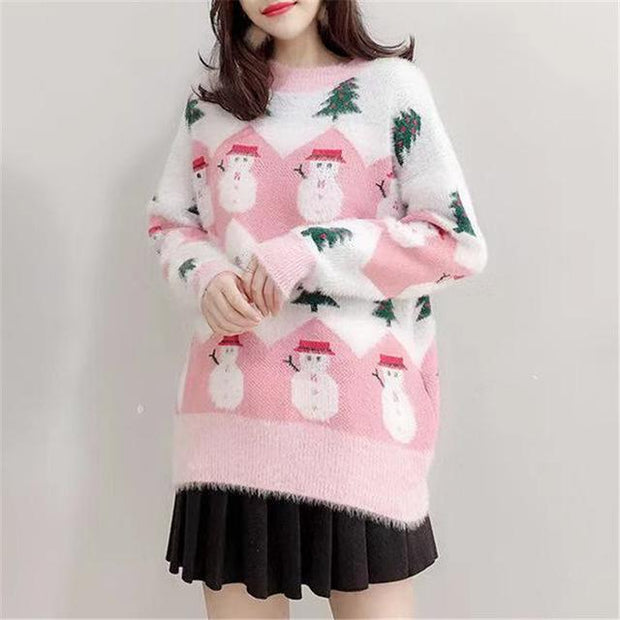 2020 New fashion Christmas Sweater Women Casual Pullover Oversized Knitted Sweater Winter Jumper Autumn Knitwear dropshipping