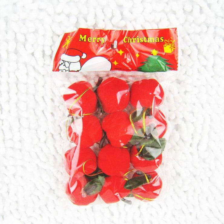 12pcs/bag Christmas decoration gifts Red apple pendant Christmas tree decorations Gift wrapping ornaments Christmas supplies