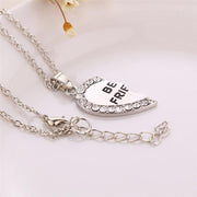 2 Pcs BFF Necklace Women Crystal Heart Pendant Best Friend Letter Necklace