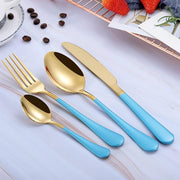 2018 Multi-Colors Rainbow Cutlery Set Dinnerware Set Black Cutlery Kit Fork Knife Stainless Steel Silverware Home Tableware Set