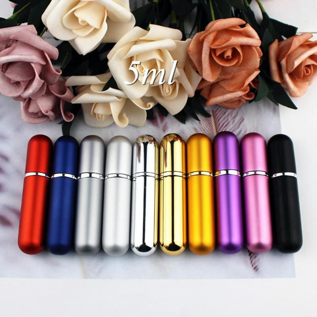 1PC 5ml 6ml Perfume Spray Bottle Portable Refillable Glass Bottle Empty Cosmetic Containers Travel Aluminum Perfume Atomizer