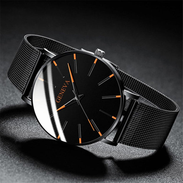 2020 Minimalist Men's Fashion Ultra Thin Watches Simple Men Business Stainless Steel Mesh Belt Quartz Watch Relogio Masculino