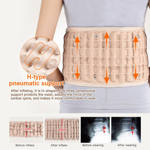 1set Waist Air Traction Brace Belt Spinal Lumbar Support Back Relief Belt Backache Pain Relief Massager Physio Decompression